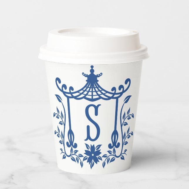 Chic Pagoda Monogram S  Paper Cups (Front)