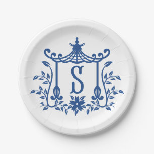 Chic Pagoda Monogram S Paper Plate