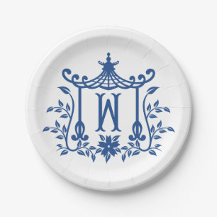 Chic Pagoda Monogram W Paper Plate