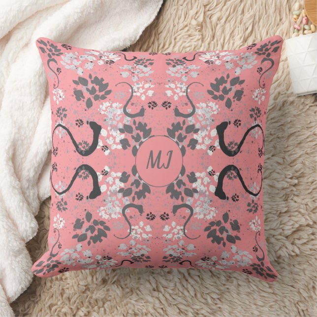 Chic Paint Monogrammed  Throw Pillow (Blanket)