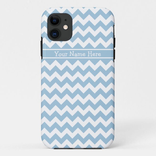 Chic Pale Blue and White Chevrons Pattern Case-Mate iPhone Case (Back)