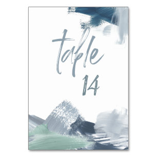 Chic Pale Dusty Blue Abstract Brushstrokes Table Number