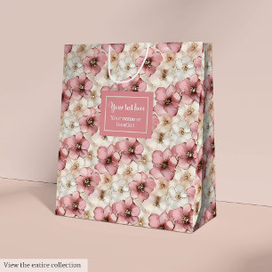 Chic pale pink and gold custom name sweet sixteen medium gift bag