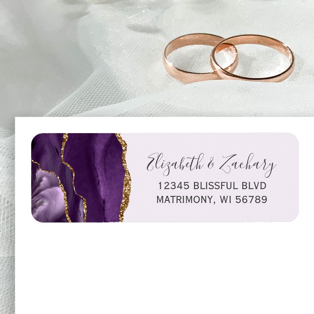 Chic Pale Purple Gold Mariage Adresse de retour (Créateur téléchargé)
