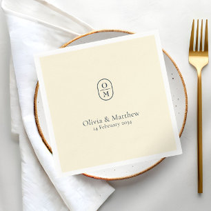 Chic Pale Yellow Modern Wedding Monogram Wedding Napkin