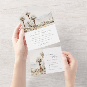 Chic Palm Springs California Landscape Wedding All In One Invitation