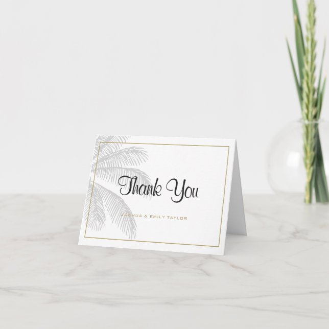 Chic Palm Tree & Gold Custom Wedding Thank You (Front)