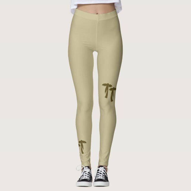 Chic Palm Trees - Brown Leggings (Front)