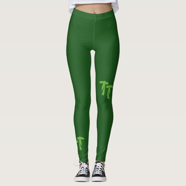 Chic Palm Trees - Green Leggings (Front)
