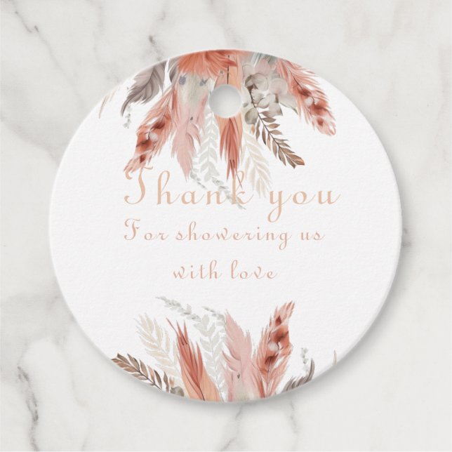 Chic  Pampas grass Baby shower favour tag (Front)