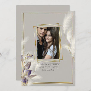 Chic Pampas Grass Photo Save the Date Invitation