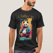Chic Panda Charm | Colourful Sitting Panda Art