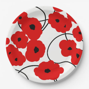 CHIC PAPER PLATE_MODERN REDPOPPIES PLATE