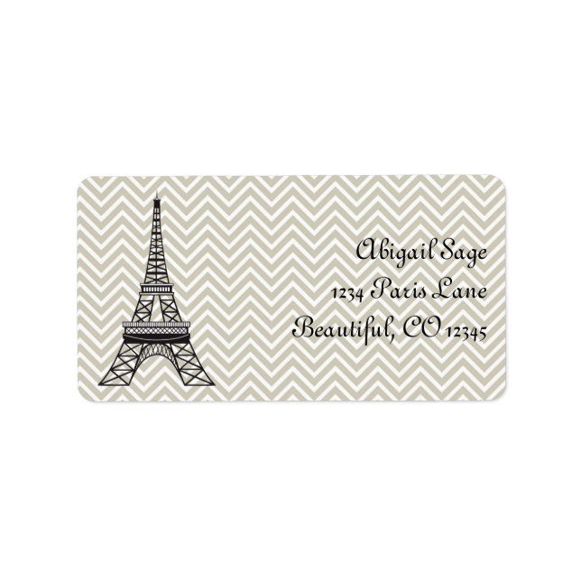 Chic Paris Eiffel Tower and Grey Chevron Address Label (Front)