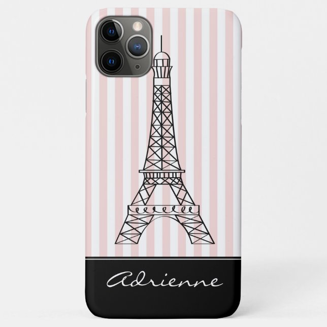 Chic Paris Eiffel Tower Doodle Personalized Case-Mate iPhone Case (Back)