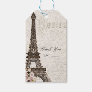 Chic Paris Eiffel Tower & Roses Elegant Favour Gift Tags