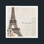 Chic Paris Eiffel Tower & Roses Elegant Party Napkin<br><div class="desc">Chic Paris Eiffel Tower & Roses Elegant Party Napkins. Customize with any text. Matching items available.</div>