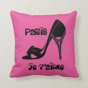 Chic Paris, je t'aime Eiffel Tower High Heel Throw Pillow