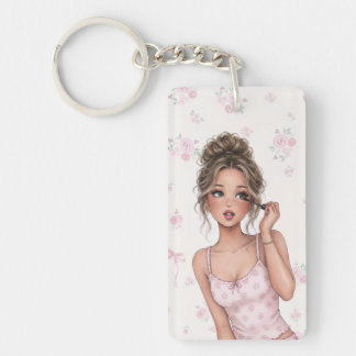 Chic Paris Pink Ballet Girly Wall Art Set Keychain