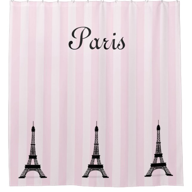 Chic Paris Pink Stripe and Black Eiffel Towers (Front)