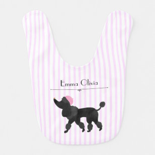 Chic Paris Pink Stripe with French Poodle Bib