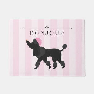 Chic Paris Pink Stripe with French Poodle Doormat