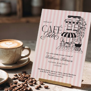 Chic Parisian Café Bébé French Baby Shower Invitation