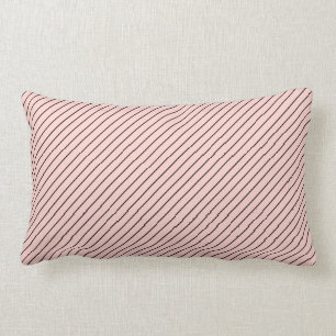 Chic Parisian Pale Pink and Black Pinstripes Lumbar Pillow