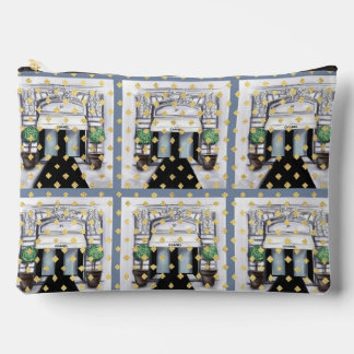 Chic Parisian Storefront Illustration Makeup Pouch