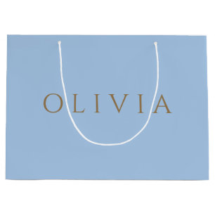 Chic pastel blue minimalist monogram large gif large gift bag