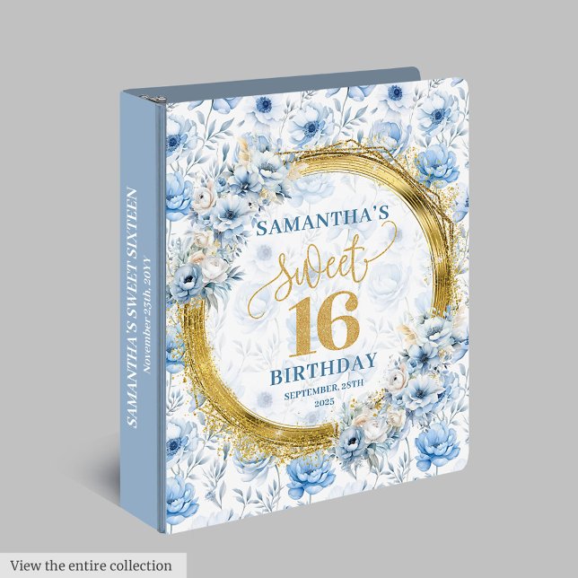 Chic Pastel Blue Sweet 16 Album with Gold Sparkles Binder (Chic Pastel Blue Sweet 16 Album with Gold Sparkles)