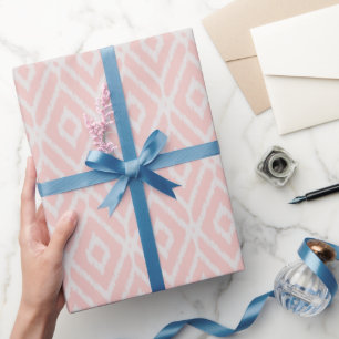 Chic pastel blush pink ikat tribal diamond pattern wrapping paper