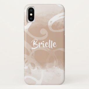 Chic Pastel Brown Watercolor Swirls With Name Case-Mate iPhone Case