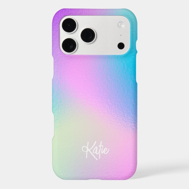 Chic Pastel Holographic with Name (Back)