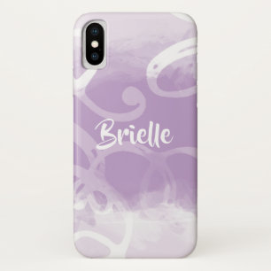 Chic Pastel Lavender Watercolor Swirls With Name Case-Mate iPhone Case