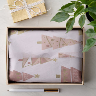 Chic Pastel Pink and Gold Christmas Tree Tissue Paper