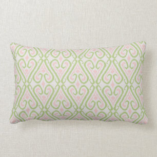 Chic pastel pink and green ikat damask patterns lumbar pillow