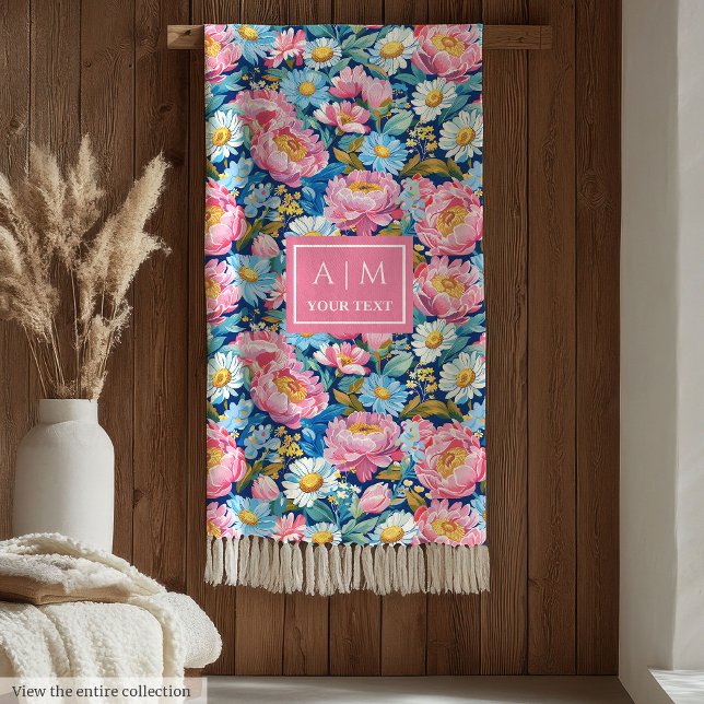 Chic pastel pink blue preppy floral gift blanket (Chic pastel pink blue preppy floral gift blanket)