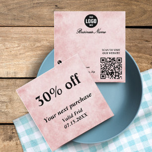 Chic Pastel Pink & Gold QR Code Loyalty Discount 