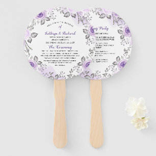 Chic Pastel Purple Floral Wedding Program Hand Fan
