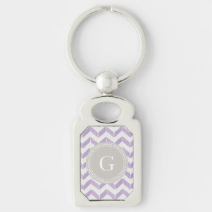 Chic Pastel purple grey Chevron Custom Monogram Keychain