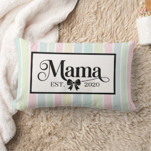 Chic Pastel Rainbow Custom Mama Keepsake Lumbar Pillow