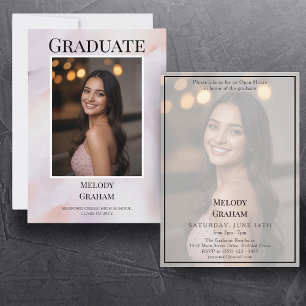 Chic Pastel Transparent Photo Graduation Invitation