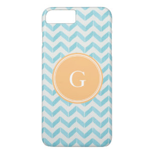Chic Pastel turquoise Chevron Custom Monogram Case-Mate iPhone Case