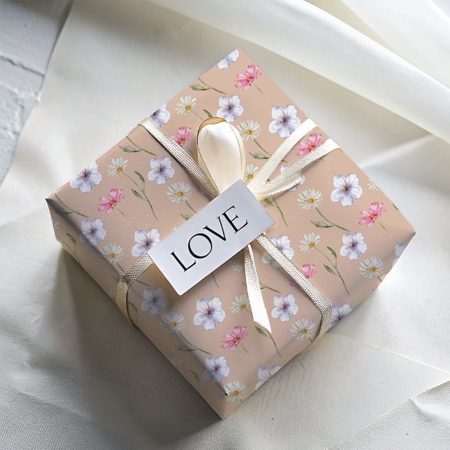 Chic Pastel Wildflower Watercolor Pattern  Wrapping Paper (Creator Uploaded)