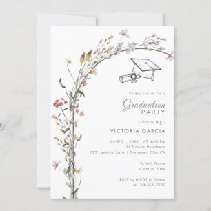 Chic Pastel Wildflowers Arch Spring Graduation Invitation