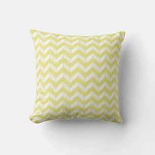Chic Pastel Yellow Teal Chevron Custom Monogram Throw Pillow