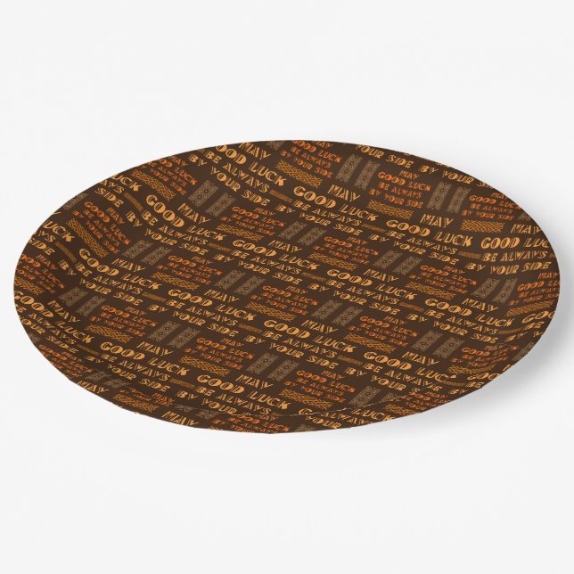 Chic Pattern May Good Luck Be Always By Your Side  Paper Plate (Angled)