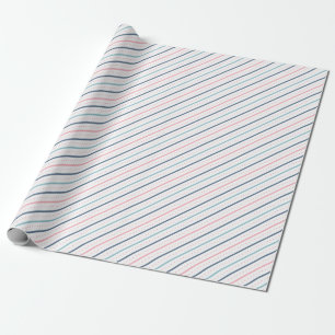 Chic Pattern Of Blue, Pink Turquoise Lines, Dots Wrapping Paper