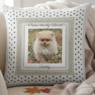 Chic Paws-itively Loved Pet Photo Keepsake Throw Pillow